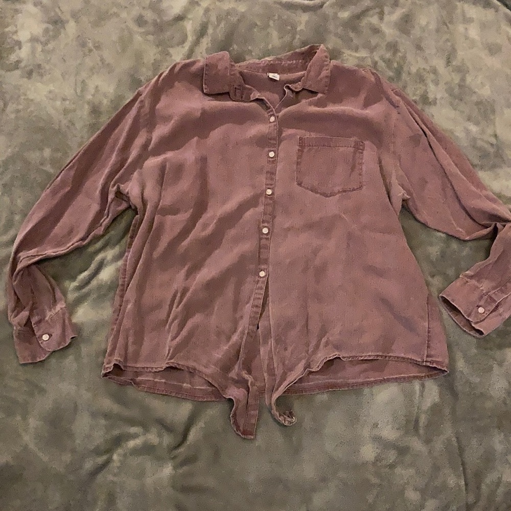 burgundy/purple button up crop top